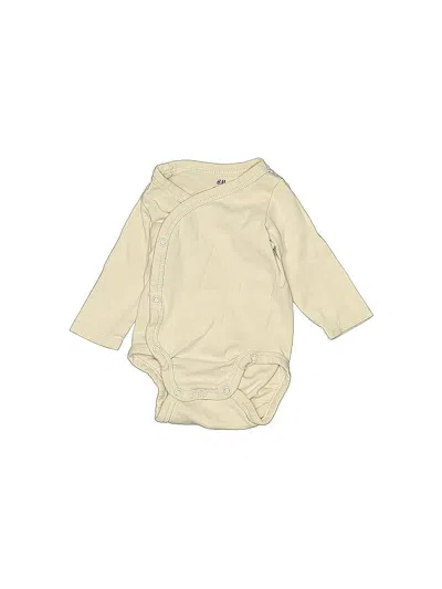 Pre-owned H&m Babies' Long Sleeve Onesie In White