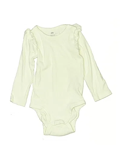 Pre-owned H&m Babies' Long Sleeve Onesie In White