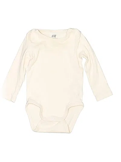 Pre-owned H&m Babies' Long Sleeve Onesie In White