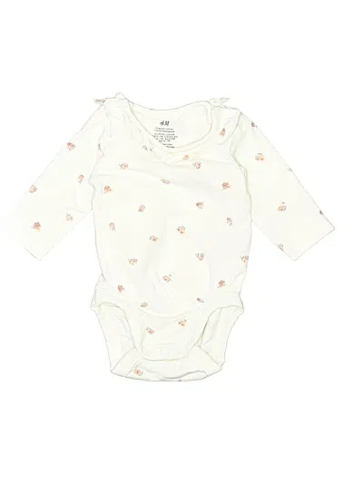 Pre-owned H&m Babies' Long Sleeve Onesie In White