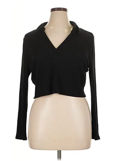 Pre-owned H&m Long Sleeve Polo Shirt In Black