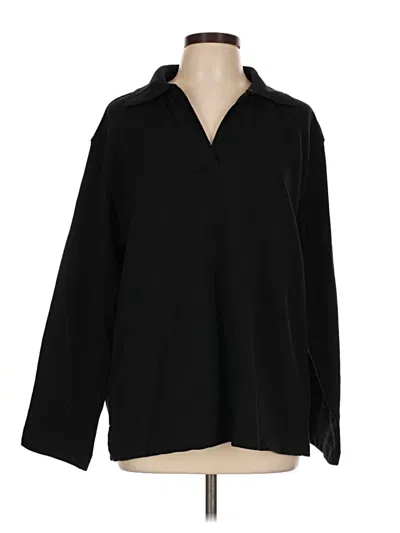 Pre-owned H&m Long Sleeve Polo Shirt In Black