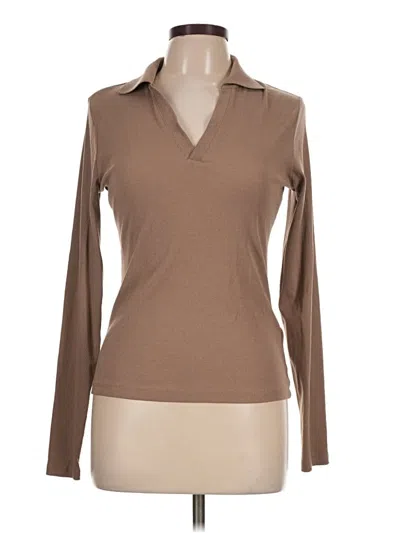 Pre-owned H&m Long Sleeve Polo Shirt In Brown