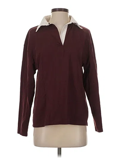 Pre-owned H&m Long Sleeve Polo Shirt In Burgundy