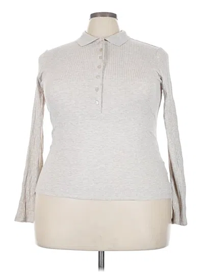 Pre-owned H&m Long Sleeve Polo Shirt In Gray