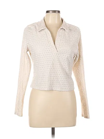 Pre-owned H&m Long Sleeve Polo Shirt In Ivory