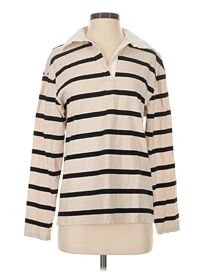 Pre-owned H&m Long Sleeve Polo Shirt In Ivory