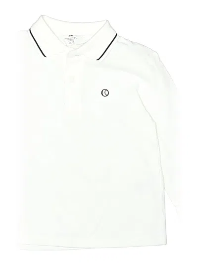 Pre-owned H&m Kids' Long Sleeve Polo Shirt In White