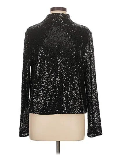 Pre-owned H&m Long Sleeve Top Black Metallic Pattern Turtleneck Tops