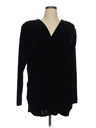 Pre-owned H&m Long Sleeve Top Black Plunge Neckline Tops