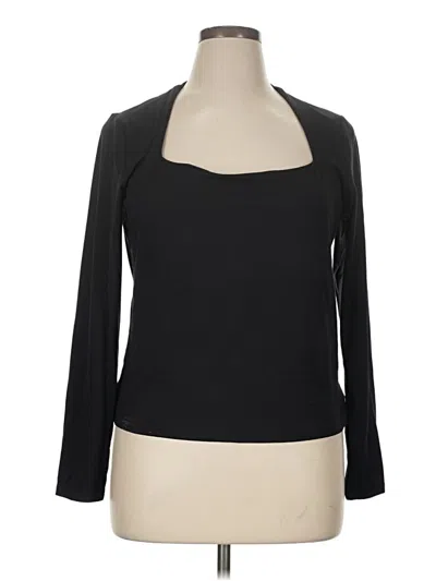 Pre-owned H&m Long Sleeve Top Black Scoop Neck Tops