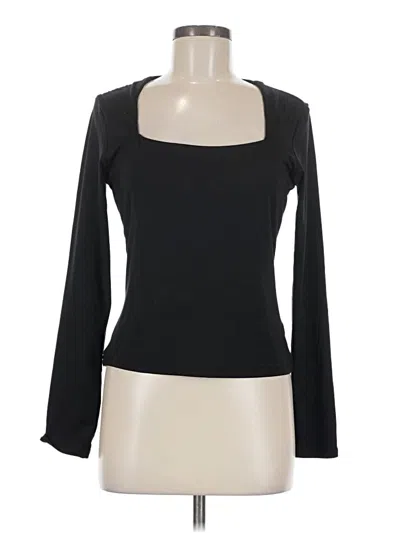 Pre-owned H&m Long Sleeve Top Black Square Neckline Tops