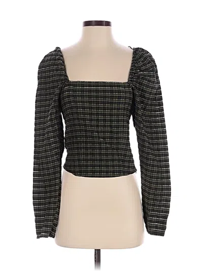 Pre-owned H&m Long Sleeve Top Black Square Neckline Tops