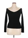 H&m Long Sleeve Top Black Sweetheart Neckline Tops In Multi