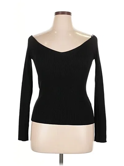 H&m Long Sleeve Top Black Sweetheart Neckline Tops In Multi