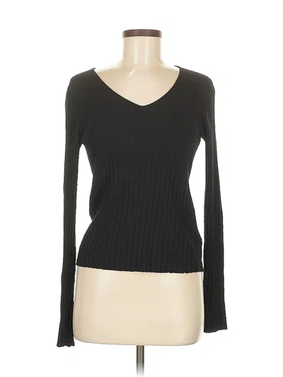 Pre-owned H&m Long Sleeve Top Black V Neck Tops