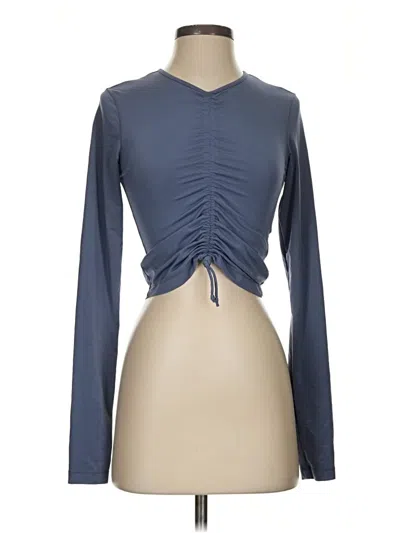 Pre-owned H&m Long Sleeve Top Blue Keyhole Neckline Tops