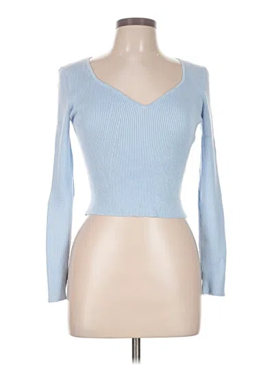 Pre-owned H&m Long Sleeve Top Blue Sweetheart Neckline Tops