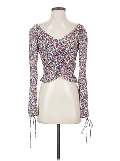 Pre-owned H&m Long Sleeve Top Blue Sweetheart Neckline Tops