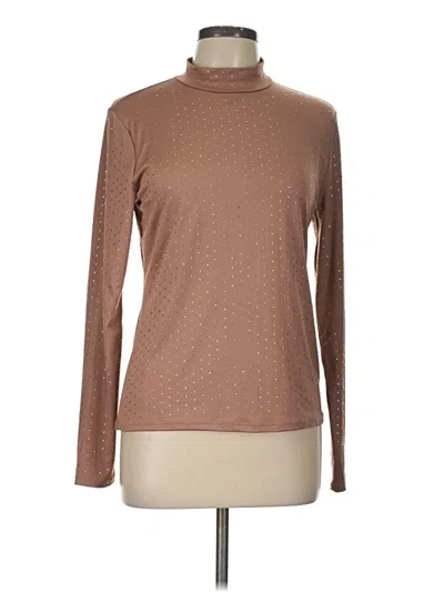 Pre-owned H&m Long Sleeve Top Brown Turtleneck Tops