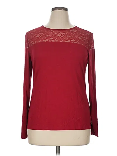 Pre-owned H&m Long Sleeve Top Burgundy Crew Neck Tops