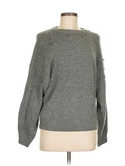 Pre-owned H&m Long Sleeve Top Gray Crew Neck Tops