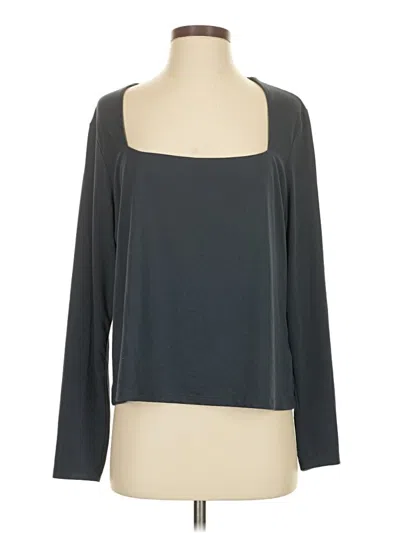 Pre-owned H&m Long Sleeve Top Gray Square Neckline Tops