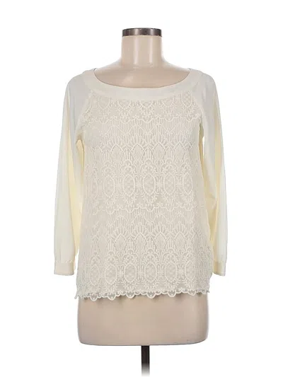 Pre-owned H&m Long Sleeve Top Ivory Boatneck Tops In White