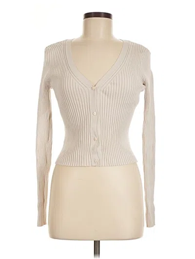 Pre-owned H&m Long Sleeve Top Ivory Plunge Neckline Tops