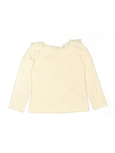 Pre-owned H&m Kids' Long Sleeve Top Ivory Ruffles Neckline Tops