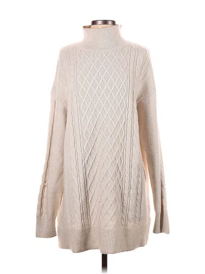 Pre-owned H&m Long Sleeve Top Ivory Turtleneck Tops In White