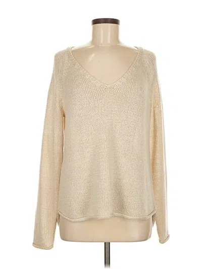 Pre-owned H&m Long Sleeve Top Ivory V Neck Tops In White