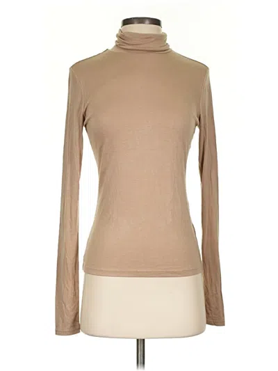 Pre-owned H&m Long Sleeve Turtleneck In Tan