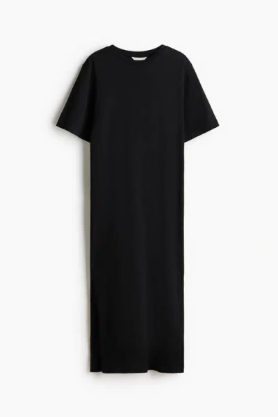 H&m Long T-shirt Dress In Black