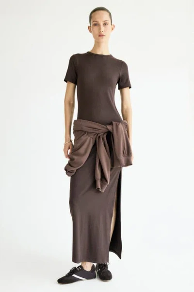 H&m Long T-shirt Dress In Brown
