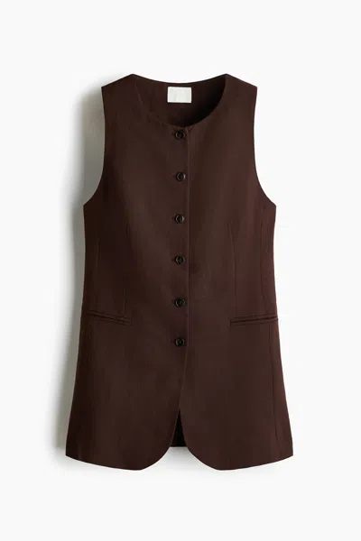 H&m Long Vest In Brown