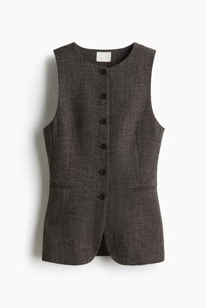 H&m Long Vest In Brown
