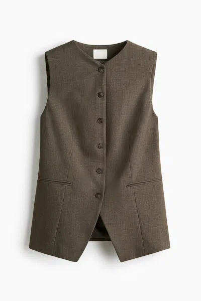 H&m Long Vest In Brown