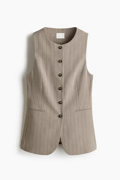 H&m Long Vest In Brown