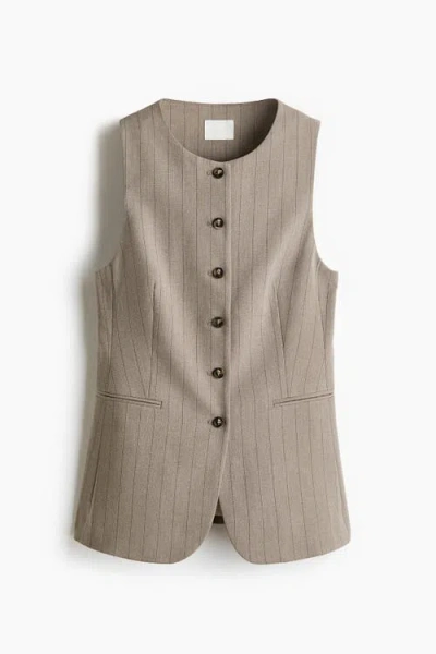 H&m Long Waistcoat In Brown