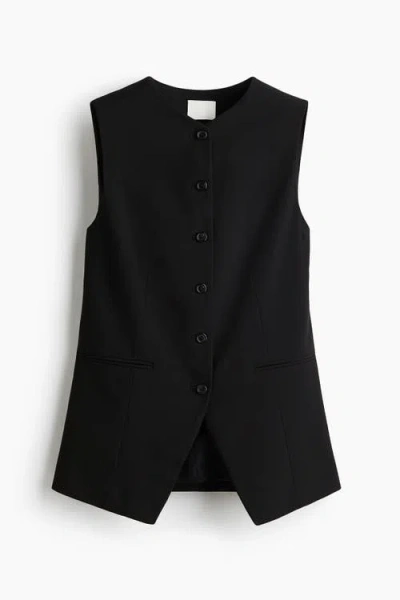 H&m Long Waistcoat In Black