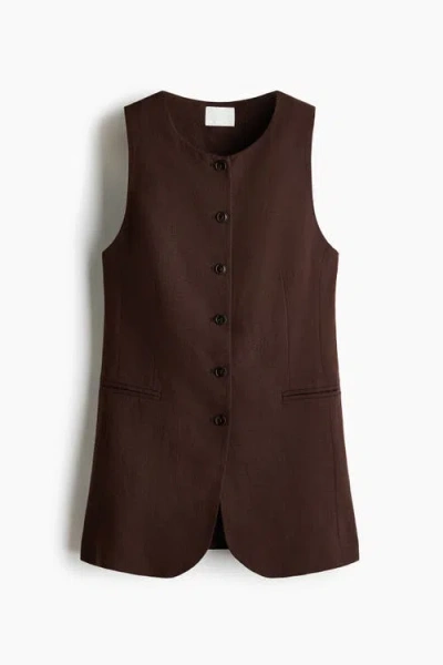 H&m Long Waistcoat In Brown