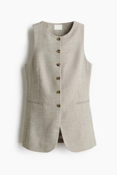 H&m Long Waistcoat In White