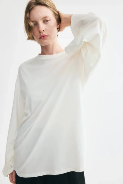H&m Long-sleeved Cotton Top In White