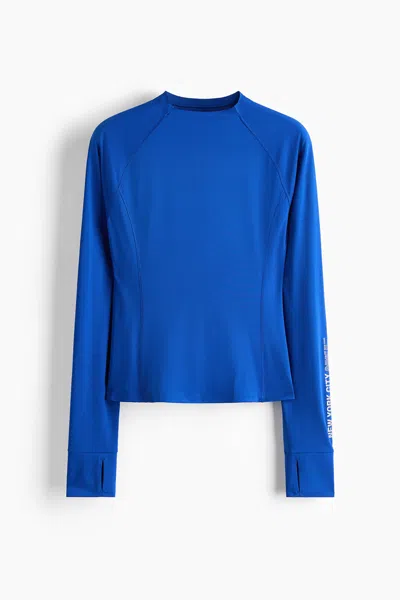 H&m Long-sleeved Running Shirt With Coolmove In Blue