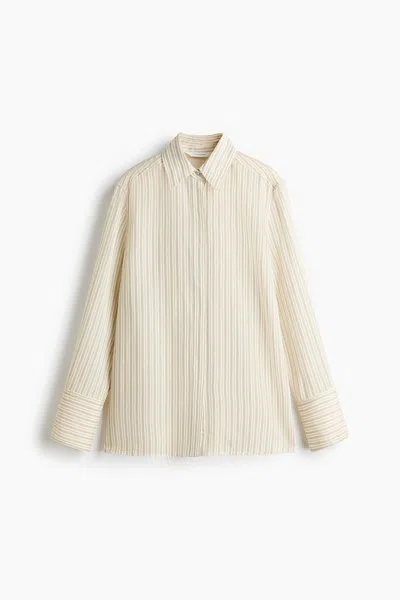 H&m Long-sleeved Shirt In White