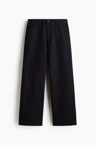 H&m Loose Fit Cotton Chinos In Black