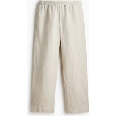 H&m Loose Fit Linen Trousers In Neutral