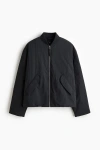 H&m Loose Fit Nylon Bomber Jacket In Black