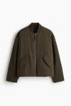 H&m Loose Fit Nylon Bomber Jacket In Gray